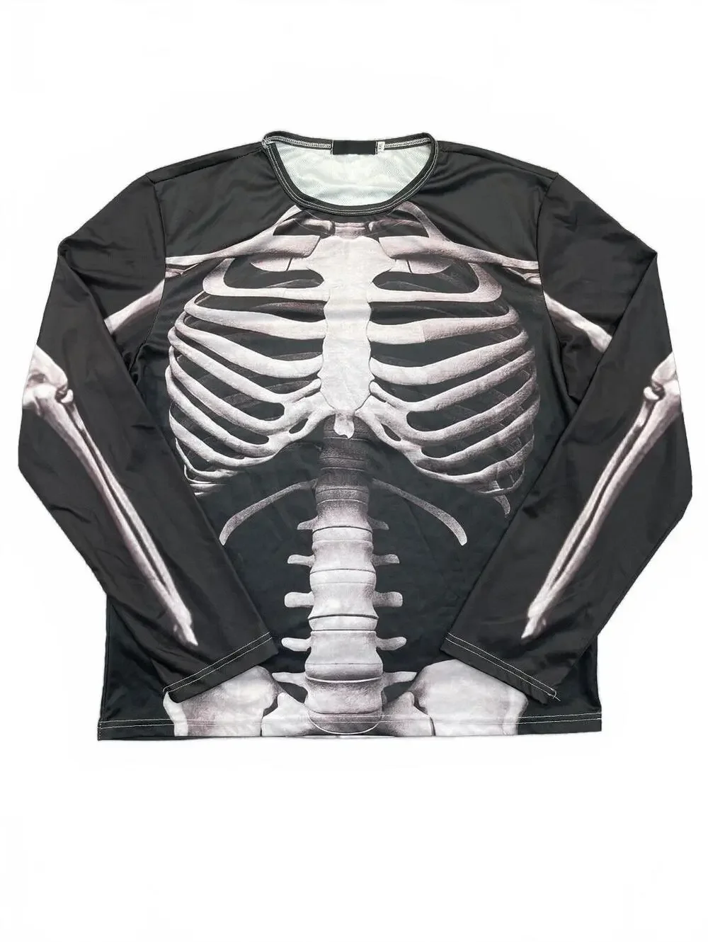 Skeleton Print Long Sleeve Shirt Mens Size XXL Halloween Costume Skeleton